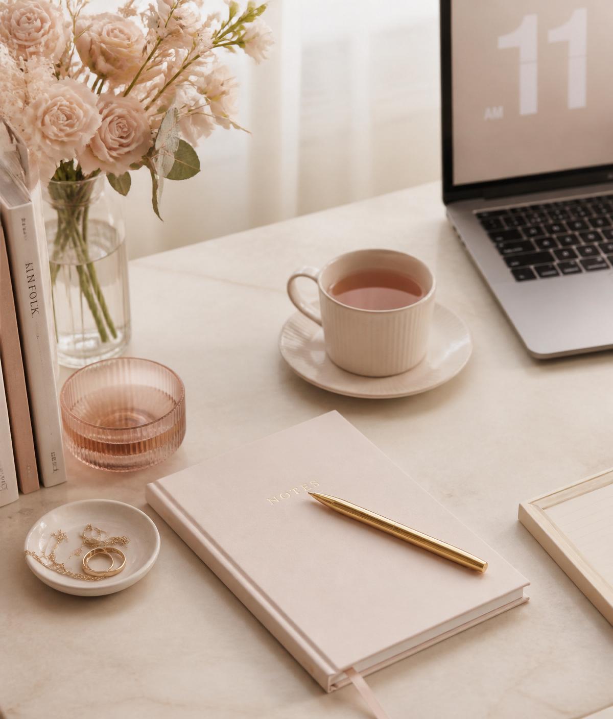 An elegant, organized luxury workspace